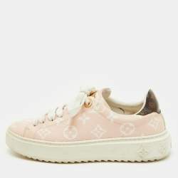 Pre Owned Louis Vuitton Pink Monogram Giant Canvas Time Out Sneakers Size 35.5