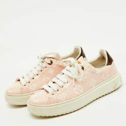 Pre Owned Louis Vuitton Pink Monogram Giant Canvas Time Out Sneakers Size 35.5