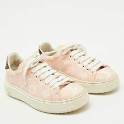 Pre Owned Louis Vuitton Pink Monogram Giant Canvas Time Out Sneakers Size 35.5