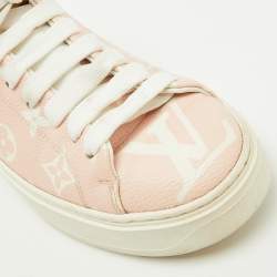 Pre Owned Louis Vuitton Pink Monogram Giant Canvas Time Out Sneakers Size 35.5