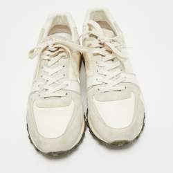 Pre Owned Louis Vuitton Tricolor Leather and Suede Run Away Lace Up Sneakers Size 37.5