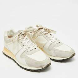 Pre Owned Louis Vuitton Tricolor Leather and Suede Run Away Lace Up Sneakers Size 37.5
