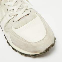 Pre Owned Louis Vuitton Tricolor Leather and Suede Run Away Lace Up Sneakers Size 37.5