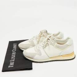 Pre Owned Louis Vuitton Tricolor Leather and Suede Run Away Lace Up Sneakers Size 37.5