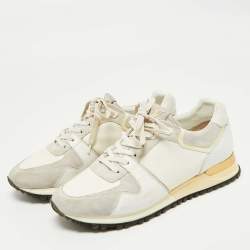 Pre Owned Louis Vuitton Tricolor Leather and Suede Run Away Lace Up Sneakers Size 37.5