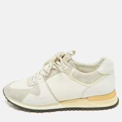 Pre Owned Louis Vuitton Tricolor Leather and Suede Run Away Lace Up Sneakers Size 37.5