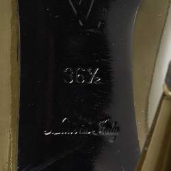 Pre Owned Louis Vuitton Green Patent Leather Round Toe Pumps Size 36.5