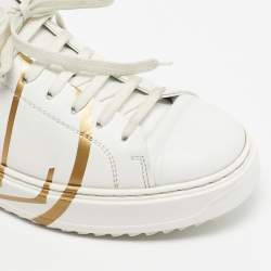 Pre Owned Louis Vuitton White Leather Time Out Low Top Sneakers Size 38