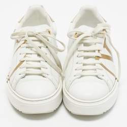 Pre Owned Louis Vuitton White Leather Time Out Low Top Sneakers Size 38