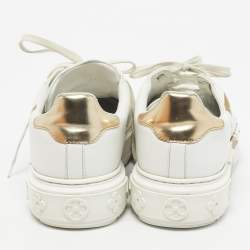 Pre Owned Louis Vuitton White Leather Time Out Low Top Sneakers Size 38