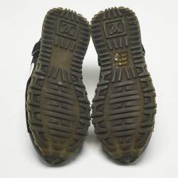 Pre Owned Louis Vuitton Black Neoprene and Suede Run Away Sneakers Size 38