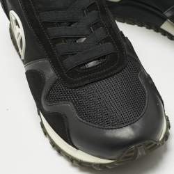 Pre Owned Louis Vuitton Black Neoprene and Suede Run Away Sneakers Size 38