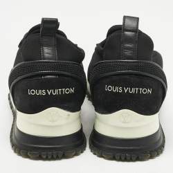 Pre Owned Louis Vuitton Black Neoprene and Suede Run Away Sneakers Size 38