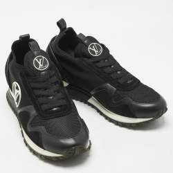 Pre Owned Louis Vuitton Black Neoprene and Suede Run Away Sneakers Size 38