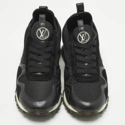 Pre Owned Louis Vuitton Black Neoprene and Suede Run Away Sneakers Size 38