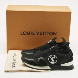 Pre Owned Louis Vuitton Black Neoprene and Suede Run Away Sneakers Size 38