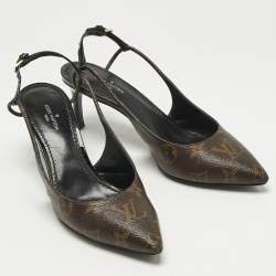 Pre Owned Louis Vuitton Monogram Canvas Cherie Slingback Pumps Size 35