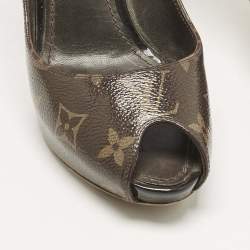 Pre Owned Louis Vuitton Brown Monogram Canvas Ritual Mary Jane Peep Toe Pumps Size 37.5