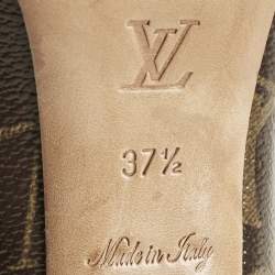 Pre Owned Louis Vuitton Brown Monogram Canvas Ritual Mary Jane Peep Toe Pumps Size 37.5