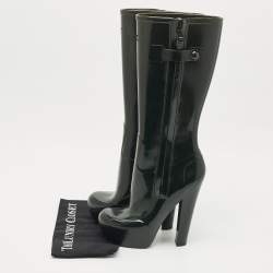 Pre Owned Louis Vuitton Green Rubber Platform Rain Boots Size 40
