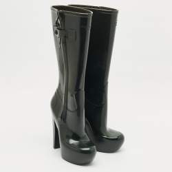 Pre Owned Louis Vuitton Green Rubber Platform Rain Boots Size 40