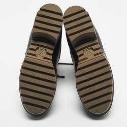 Pre Owned Louis Vuitton Multicolor Croc Embossed Leather and Suede Laureate Ankle Length Boots Size 38.5