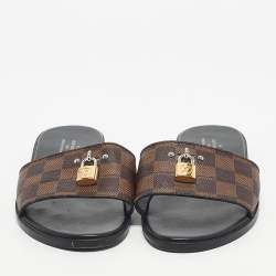 مملوكة مسبقًا صندل سلايد لوي فيتون لوك إيت كانفاس مونوغرامي بني مقاس 38 