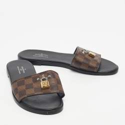 مملوكة مسبقًا صندل سلايد لوي فيتون لوك إيت كانفاس مونوغرامي بني مقاس 38 