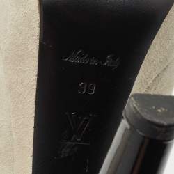 Pre Owned Louis Vuitton Grey/Black Suede And Patent Leather Peep Toe Platform Pumps Size 39