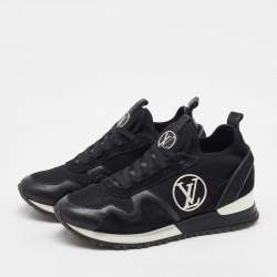 Pre Owned Louis Vuitton Black Neoprene, Mesh and Suede Run Away Sneakers Size 37