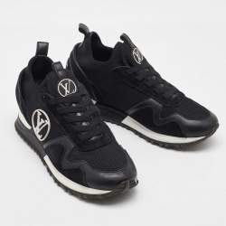 Pre Owned Louis Vuitton Black Neoprene, Mesh and Suede Run Away Sneakers Size 37