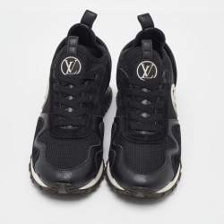 Pre Owned Louis Vuitton Black Neoprene, Mesh and Suede Run Away Sneakers Size 37