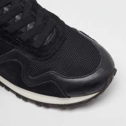 Pre Owned Louis Vuitton Black Neoprene, Mesh and Suede Run Away Sneakers Size 37