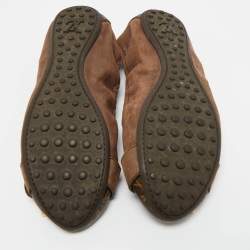 Pre Owned Louis Vuitton Brown Monogram Canvas and Shimmer Leather Lucky Ballet Flats Size 39