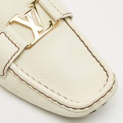 Pre Owned Louis Vuitton Cream Leather Monte Carlo Loafers Size 39