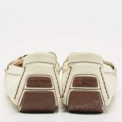 Pre Owned Louis Vuitton Cream Leather Monte Carlo Loafers Size 39
