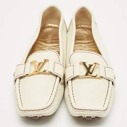 Pre Owned Louis Vuitton Cream Leather Monte Carlo Loafers Size 39