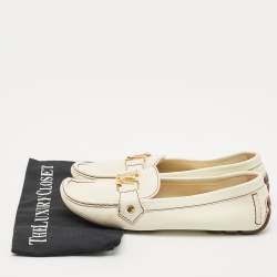 Pre Owned Louis Vuitton Cream Leather Monte Carlo Loafers Size 39