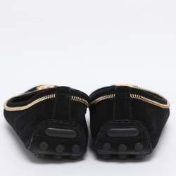 Pre Owned Louis Vuitton Black Suede Oxford Ballet Flats Size 39.5
