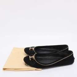 Pre Owned Louis Vuitton Black Suede Oxford Ballet Flats Size 39.5