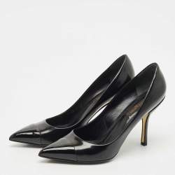 Pre Owned Louis Vuitton Black Leather and Patent Leather Urban Twist Pumps Size 39