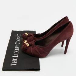 Pre Owned Louis Vuitton Burgundy Suede Tassel Platform Pumps Size 36