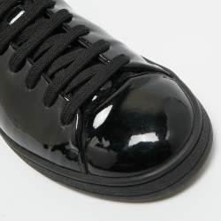 Pre Owned Louis Vuitton Black Patent Leather Frontrow Low Top Sneakers Size 36
