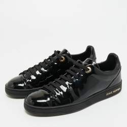 Pre Owned Louis Vuitton Black Patent Leather Frontrow Low Top Sneakers Size 36