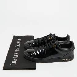Pre Owned Louis Vuitton Black Patent Leather Frontrow Low Top Sneakers Size 36