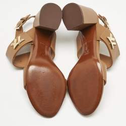 Pre Owned Louis Vuitton Brown Leather Horizon Ankle Strap Sandals Size 41