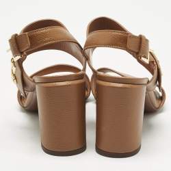 Pre Owned Louis Vuitton Brown Leather Horizon Ankle Strap Sandals Size 41