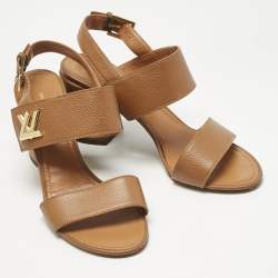 Pre Owned Louis Vuitton Brown Leather Horizon Ankle Strap Sandals Size 41