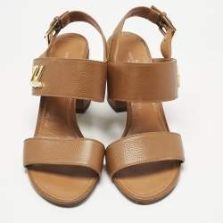 Pre Owned Louis Vuitton Brown Leather Horizon Ankle Strap Sandals Size 41