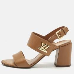 Pre Owned Louis Vuitton Brown Leather Horizon Ankle Strap Sandals Size 41
